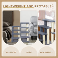 4 Levels Cat Steps with Scratching Posts for High Bed, Sofa, Gray