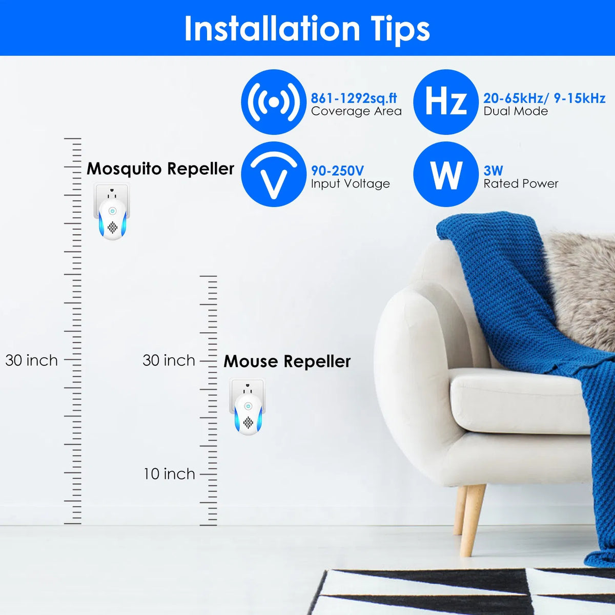 6 Pack Ultrasonic Pest Repeller, Wide Coverage Dual-Frequency Pest Control for Home Apartment Hotel Office