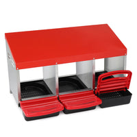3 Compartment Roll Out Chicken Nesting Box with Plastic Basket, Egg Nest Box Chicken Laying Box Hens Chicken Coop Box, R