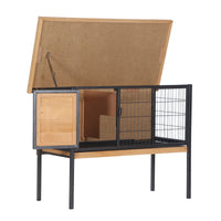 Rabbit Hutch Elevated Bunny Cage Small Animal Habitat with Metal Frame, No Leak Tray, Metal Wire Pan, Openable Water-Res