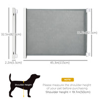 Retractable Pet Safety Barrier Gate, Flexible and Extensible for Stairways Doorways Hallways, Grey
