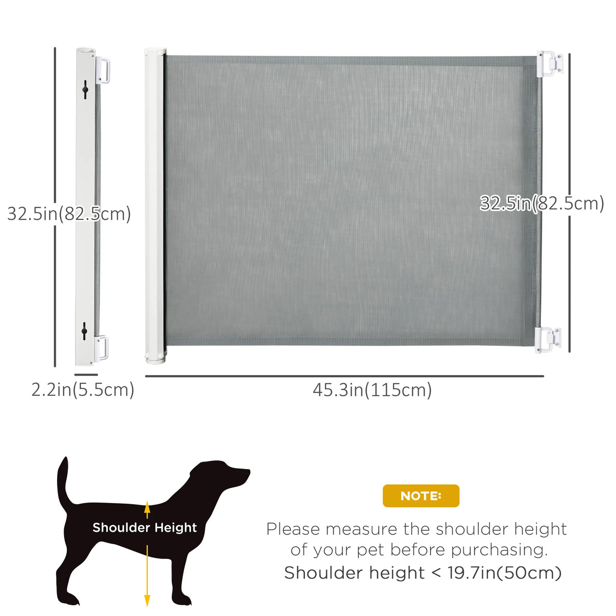 Retractable Pet Safety Barrier Gate, Flexible and Extensible for Stairways Doorways Hallways, Grey