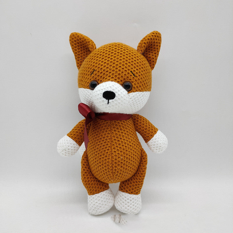Yarn Bear Doll Wedding Celebration Doll Cute Plush Knitted Toy For Kids As A Gift