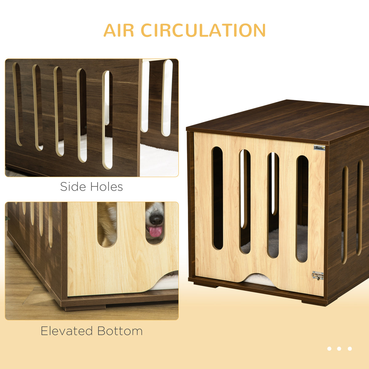 Furniture Style Dog Crate End Table with Removable Door Panel, Dog Crate Bed with Foam Cushion, Safety Lock, Indoor Use,