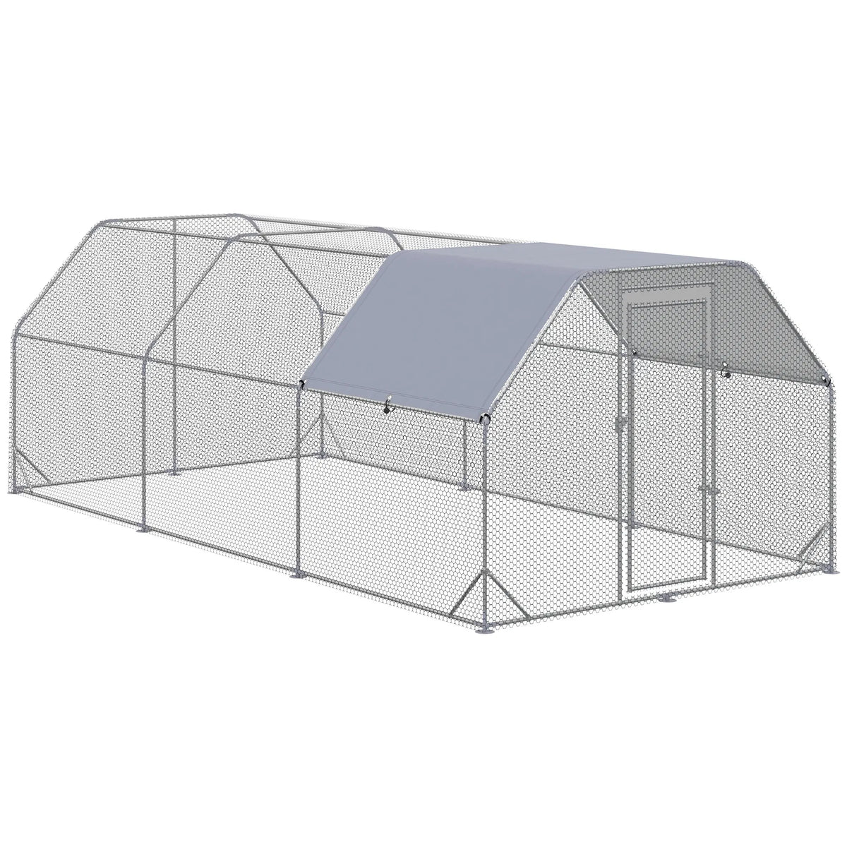 Chicken Run, Galvanized Large Metal Chicken Coop Cage, Walk-in Enclosure Poultry Hen Run House Playpen Rabbit Hutch with