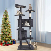 Ultimate 54-Inch Double Condo Cat Tree Tower with Scratching Post & Cozy Perch for Indoor Cats - Stylish Ashy Design - BIG FRENCHIES