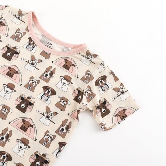 Camp Paws (Short Sleeve PJ) - Pink - BIG FRENCHIES