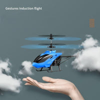 Remote controlled aircraft induction suspended two-way helicopter, drop resistant and playable, rechargeable flying stall toy with lights