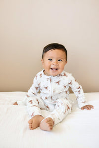 Reindeer Games Ribbed Bamboo Zippy Pajamas *NB to 3/6m left - BIG FRENCHIES