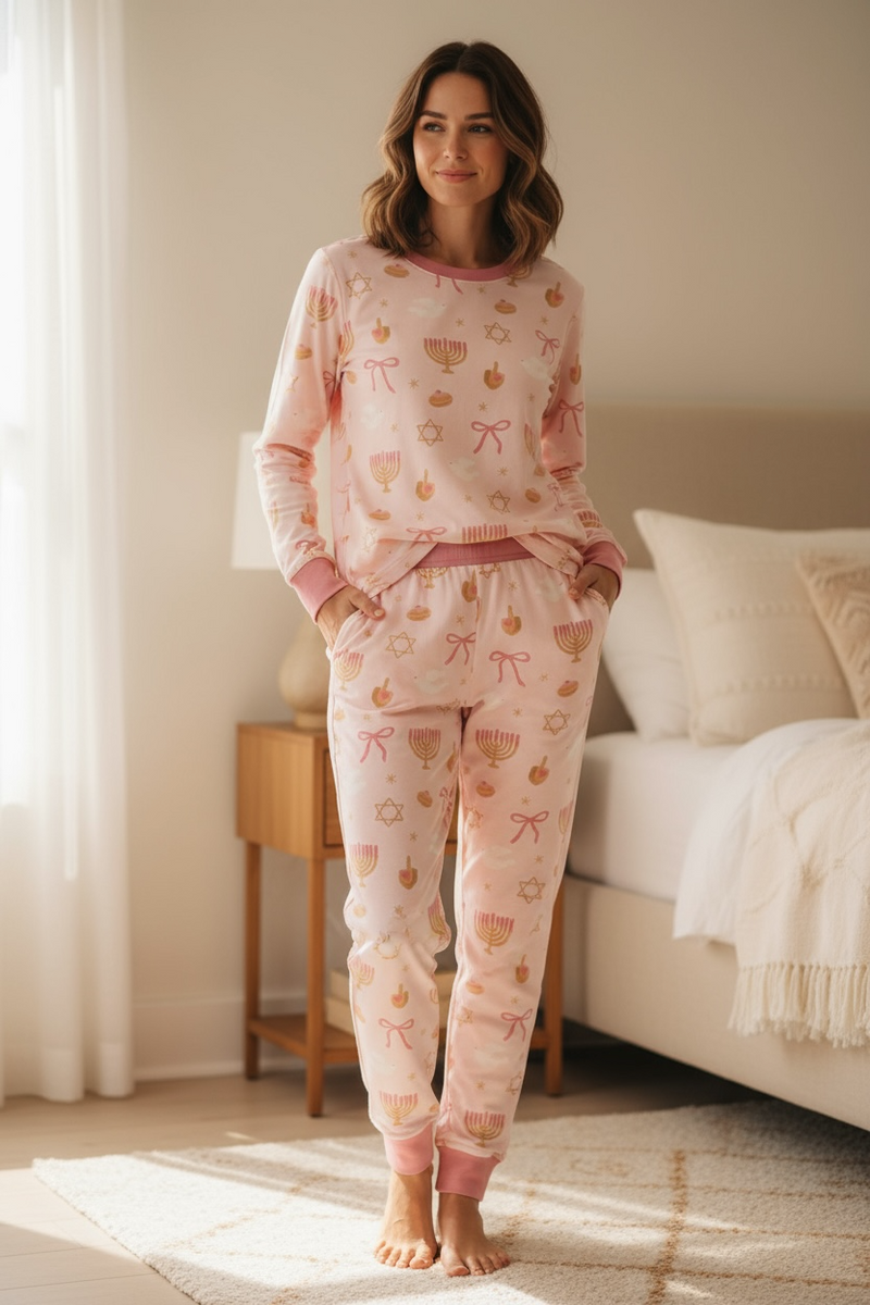 Pretty In Hanukkah (Women's Long Sleeve PJ) - BIG FRENCHIES