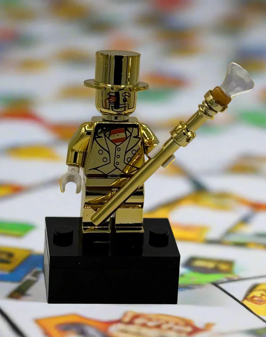 Golden Monopoly Money Man Custom Minifigure - BIG FRENCHIES