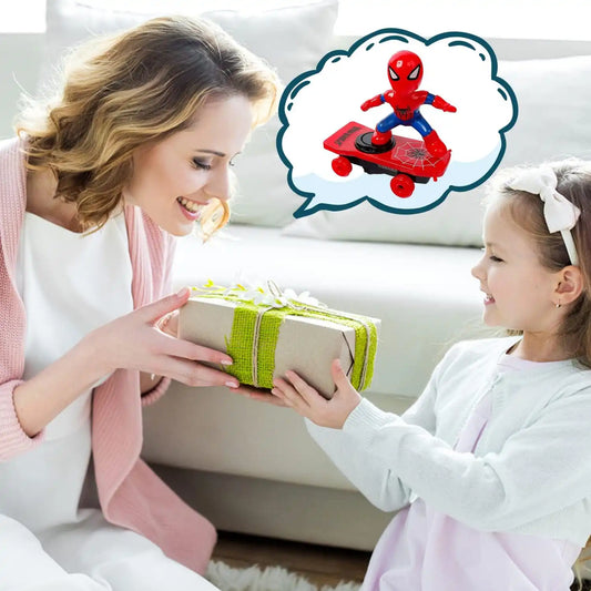 MEACAOFG Spider Man stunt toy car. children's toys with lights and sounds. mini Spider Man toys. stunt toy car. Spider Man toy scooter. light up toy car. suitable for children aged 3 years and above