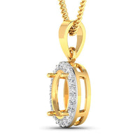 0.22 Carat Genuine White Diamond 14K Yellow Gold Semi Mount Pendant - holds 9x7mm Oval Gemstone