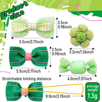 20Pcs Green Dog Hair Bows With Rubber Bands For Small Medium Dogs