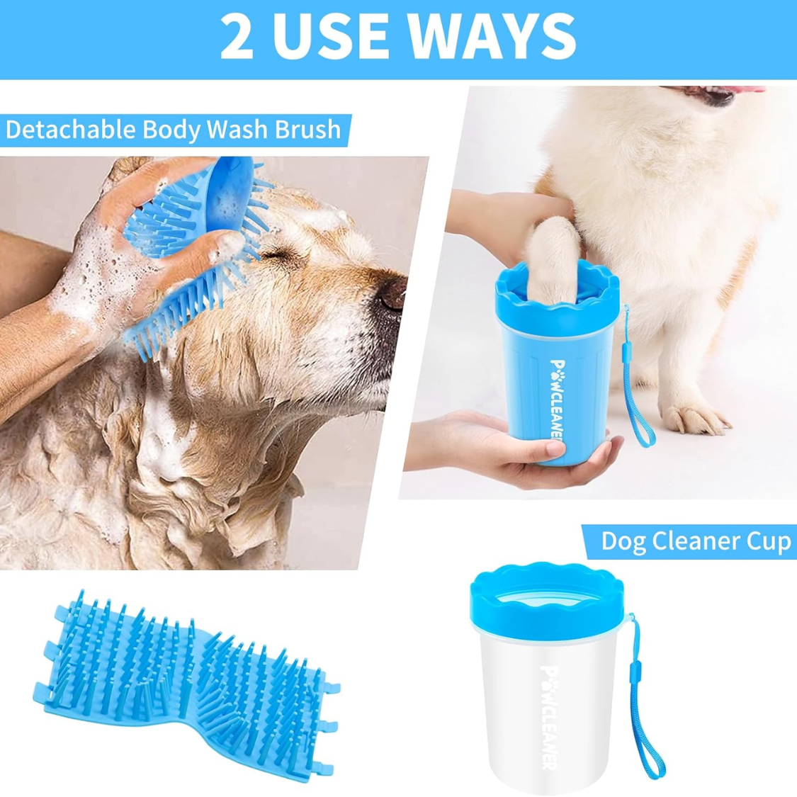 Professional 7 In 1 Dog Paw Cleaner For Dogs & Cats Includes 1 Portable Paw Washer 1 Bath Brush 2 Dog Toothbrushes And 3