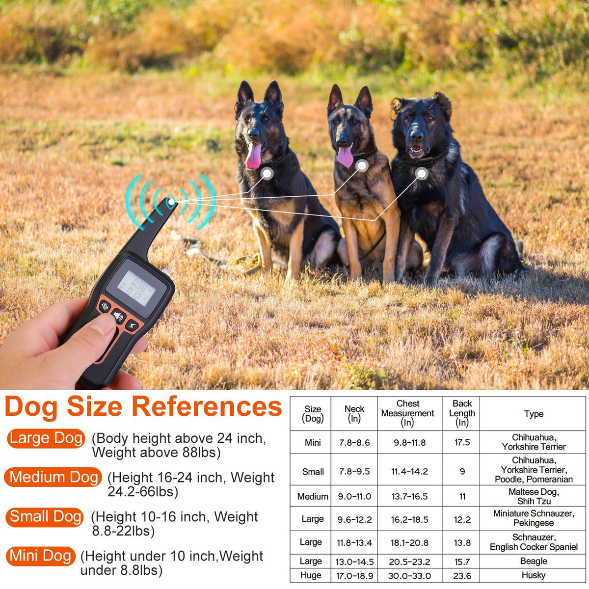 Train Collar OR Receiver Only Options - 3280FT Dog Training Collar IP67 Waterproof Pet Beep Vibration Electric Shock Col