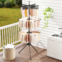3-Tier Foldable Tripod Clothes Drying Rack With 24 Clips & 32 Rods, 70 Space Saving Laundry Dryer