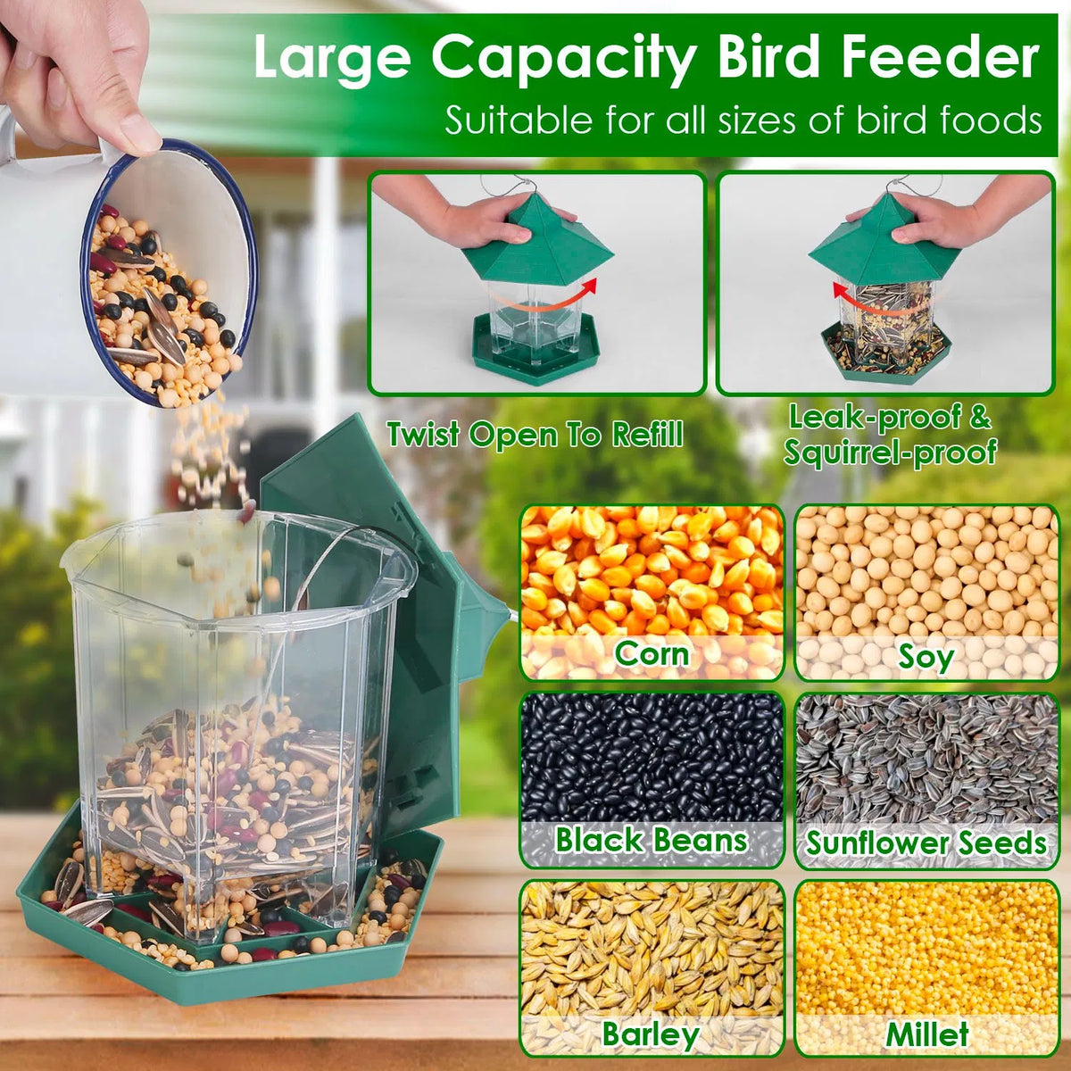 Hanging Gazebo Wild Bird Feeder Outdoor Bird Seed Station with Large Capacity 6 Feeder Ports for Garden Patio Park Weath