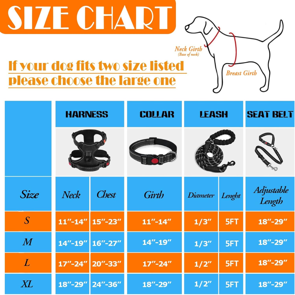 No Pull Dog Harness, Collar & Leash Set, Adjustable Pet Walking Set With Travel Accessories For Dogs