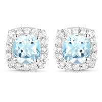 4.62 Carat Genuine Blue Topaz and White Topaz .925 Sterling Silver 3 Piece Jewelry Set (Ring, Earrings, and Pendant w/ Chain)