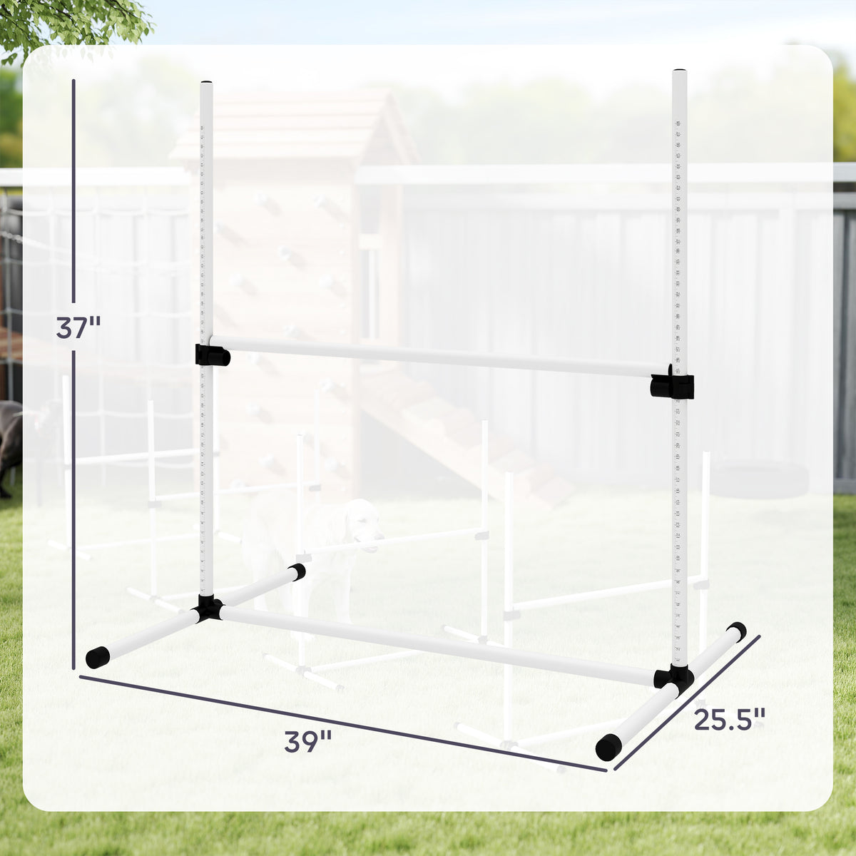 4 Piece Dog Agility Training Equipment for Dog Agility Course with Adjustable Height Jump Bars, Included Carry Bag, & Di