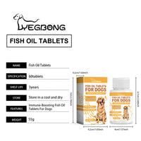 Dog Fish Oil Chewable Tablets,3 Skin & Coat Supplement For Itchy Skin, Seasonal Allergies, Support Bone, Digestion & Rep
