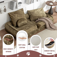 Upholstered Human Dog Bed for Adult & Pets,with 5 Adjustable Position &Massage Pillow, Bean Bag floor sofa with 2 Soft P