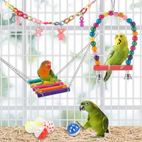 Bird Parakeet Toys Swing Hanging Standing Chewing Hammock Climbing Ladder Bird Cage Colorful Toys Suitable For Budgeriga