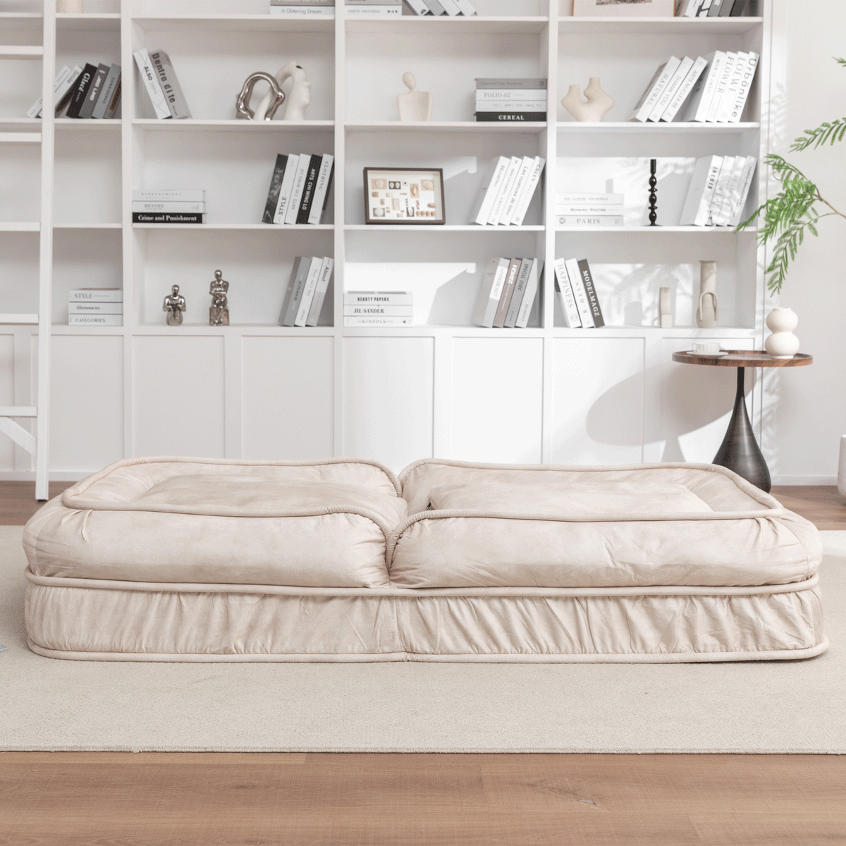 Upholstered Human Dog Bed for Adult & Pets,with 5 Adjustable Position &Massage Pillow, Bean Bag floor sofa with 2 Soft P