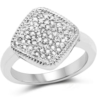 0.23 Carat Genuine White Diamond .925 Sterling Silver Ring