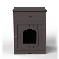 Wooden Pet House Cat Litter Box Enclosure With Drawer, Side Table Indoor Pet Crate