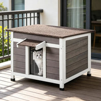 Wooden Cat House with Easy to Clean and Waterproof Protection for Outdoor