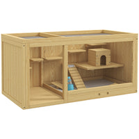 Extra Large Wooden Hamster Cage with Pull-out Tray, Seesaws, Ladder