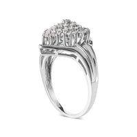 10K White Gold 1/2 Cttw Diamond Pear Shaped Cluster Ring (H-I Color, I1-I2 Clarity) - Ring Size 7