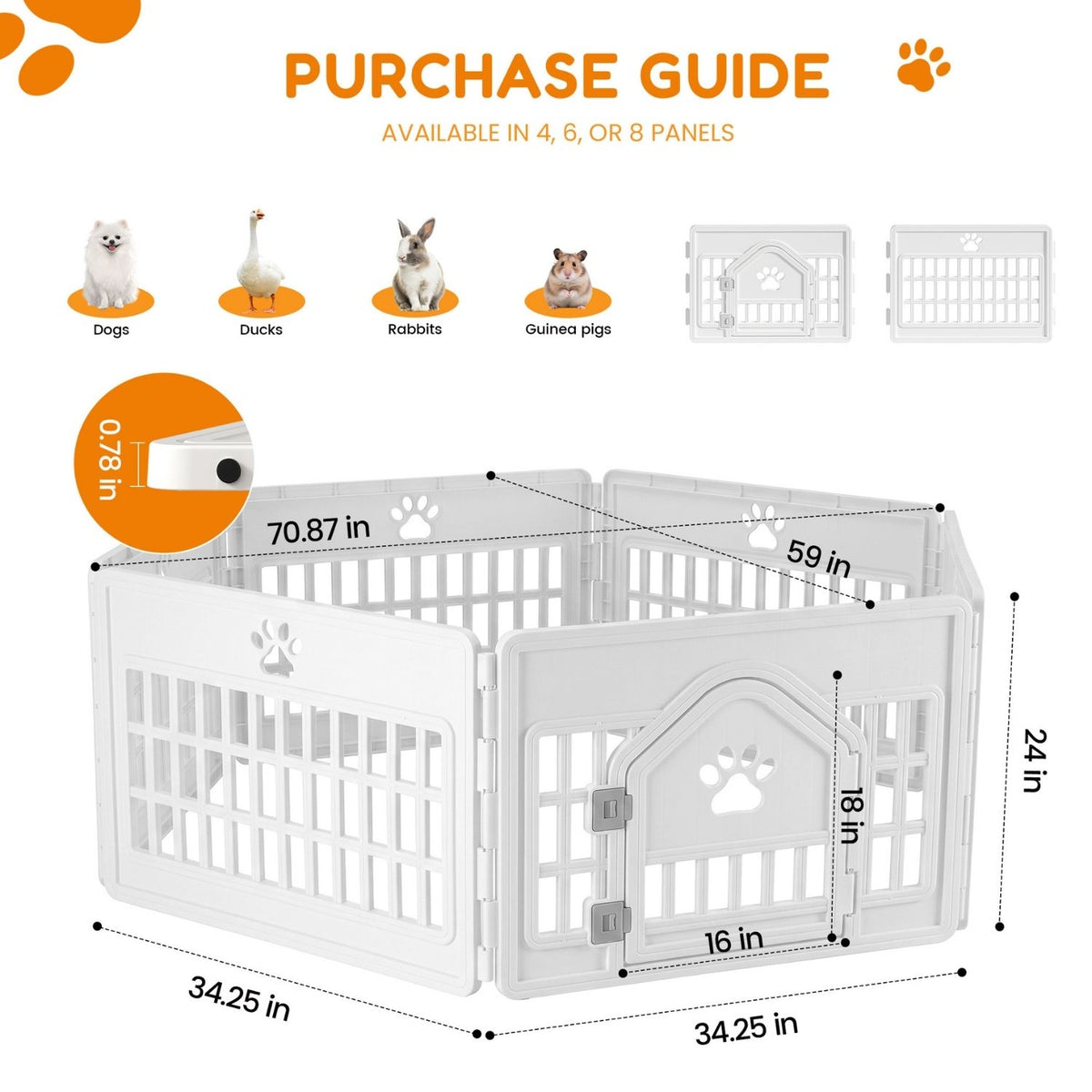 Plastic Dog With Movable Enclosure, Suitable For Small And Medium-sized Dogs, Cats And Rabbits.
