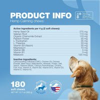 Hemp Calming Chews for Dogs Anxiety Relief L-Theanine & Chamomile
