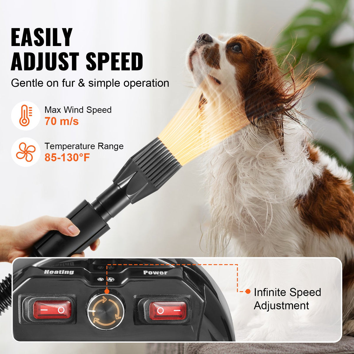 Dog Dryer, 2800W/4.3HP Dog Blow Dryer, Pet Grooming Dryer With Adjustable Speed And Temperature Control, Pet Hair Dryer 
