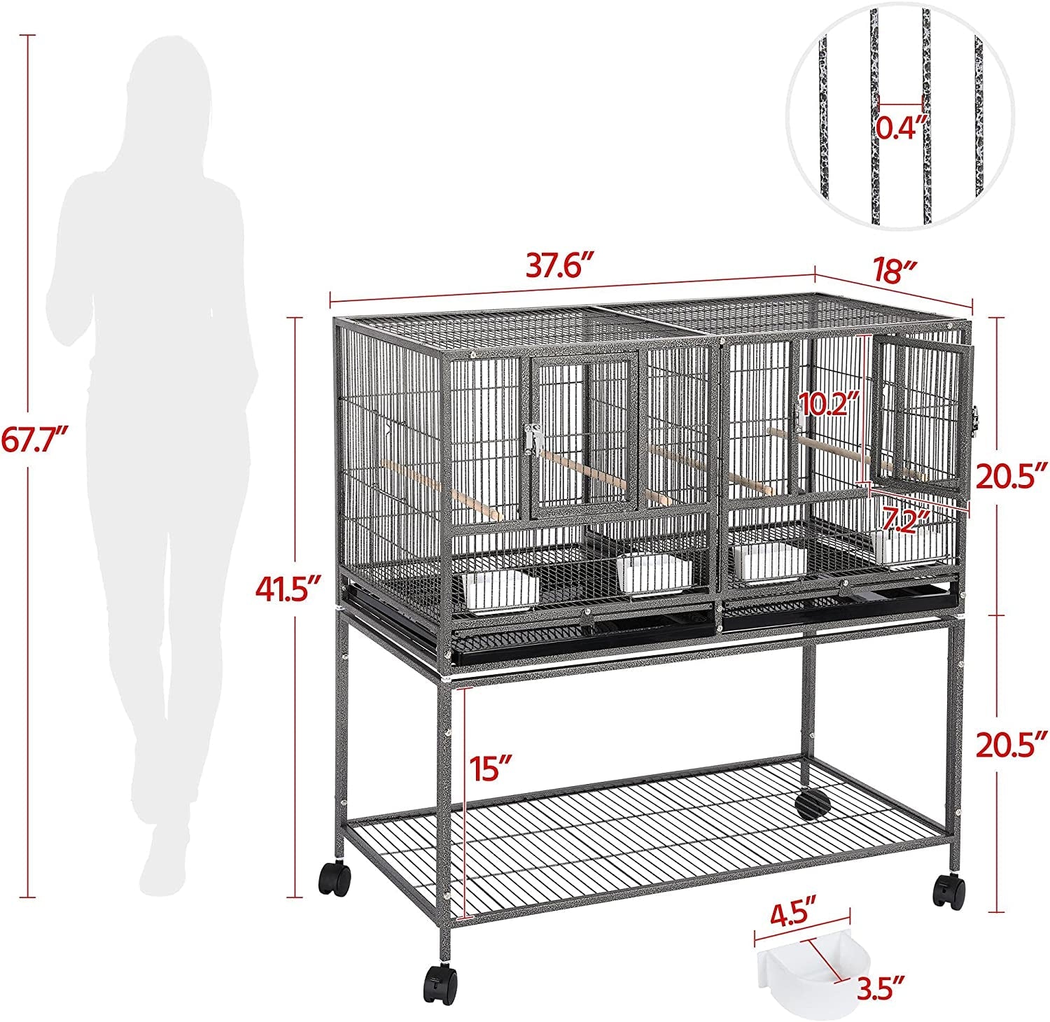 41.5" Stackable Divided Breeder for Bird - BIG FRENCHIES