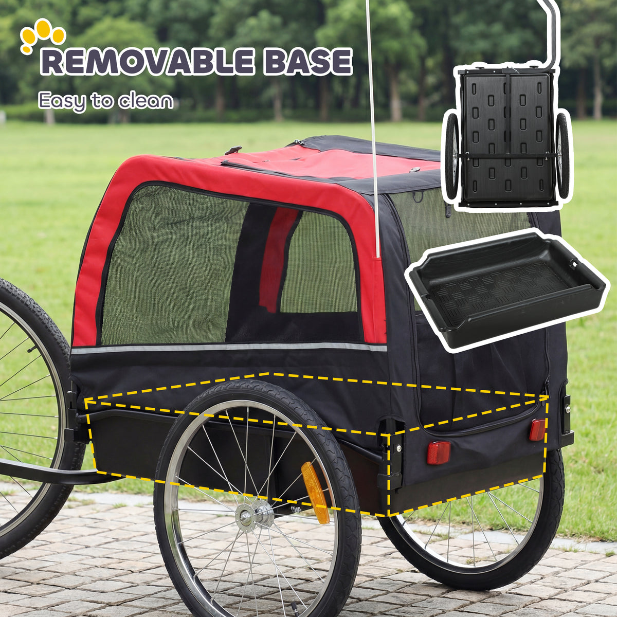 Dog Bike Trailer, Pet Cart Bicycle Carrier with 20" Air Tires, Quick-Release Wheels, Reflectors, Flag
