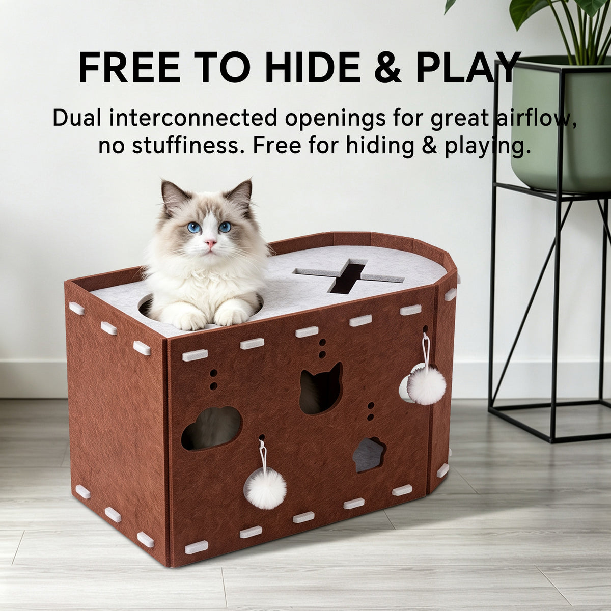 X-shaped Cat Bed - Dark Brown And Light Brown Colors