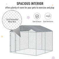 Outdoor Dog Kennel Galvanized Steel Fence with Cover Secure Lock Mesh Sidewalls for Backyard 9.8 x 9.8 x 7.7