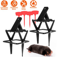 Powerful Mole Snap Trap - Thickened Waterproof Metal, Easy Foot-Step Setup, Humane Instant Kill, Safe for Lawn & Pets