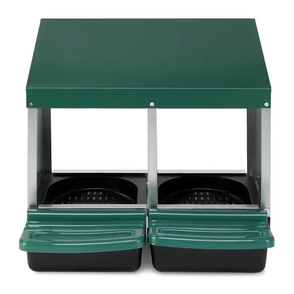 2 Compartment Roll Out Chicken Nesting Box With Plastic Basket, Egg Nest Box Chicken Laying Box Hens Chicken Coop Box, G
