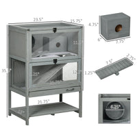 Wooden Hamster Cage with Storage Shelf, Large Rat Mouse Habitat Including Seesaw, Small Animal Cage with Sliding Tray, W