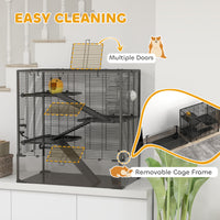 4 Tier Hamster Cage with Deep Tempered Glass Bottom, Running Wheel, Hut, Water Bottle, Food Dish, 31" x 19" x 31.5"