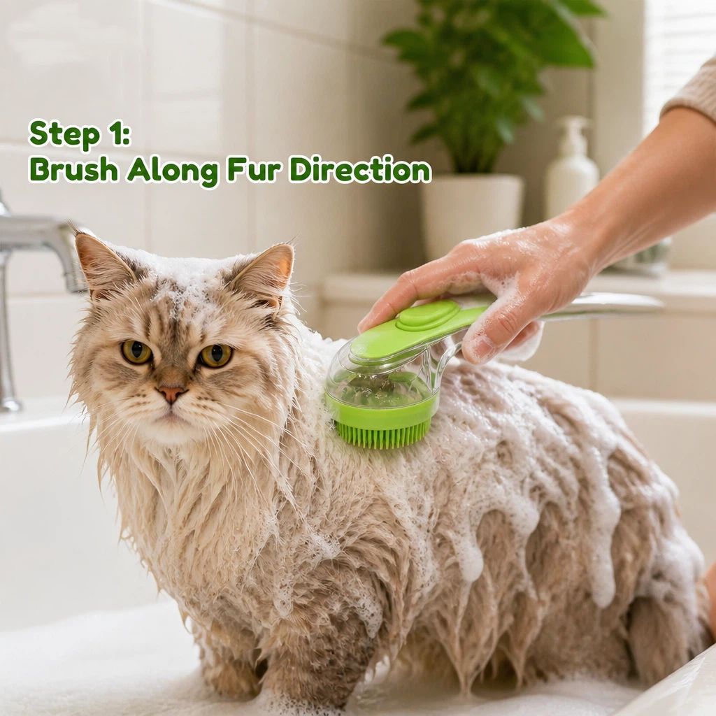 2 Pack Long & Short Handheld Dog Cat Shower Brush With Liquid Dispenser, Soft Silicone Grooming Brush For Pet Bathing & 
