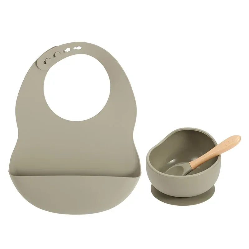 Colorful Silicone Feeding Set for Babies: Bib, Bowl, and Spoon - BIG FRENCHIES