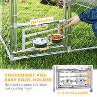 Outdoor Dog Run w/ Adjustable & Rotating Bowls, Waterproof UV-Resistant Cover, Secure Lock, 6.6' x 6.6' x 5.1'