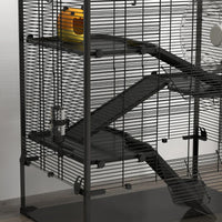 4 Tier Hamster Cage With Deep Tempered Glass Bottom, Running Wheel, Hut, Water Bottle, Food Dish