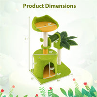 Cat Tree - 22LBS Capacity, Palm Tree Design with Self-Groomer & Scratching Posts